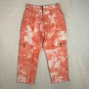 The Ragged Priest Dolls Kill Womens M Concious Tie Dye Denim Cargo Pants Pink